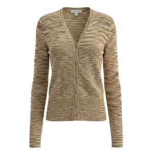 Vintage Carolina Herrera Tan Knit Cardigan Sz 12 Designer Quiet Luxury Old Money